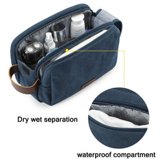 BAGSMART Toiletry Bag waterproof-pocket highlights dry/wet separation for brushes and bottles.