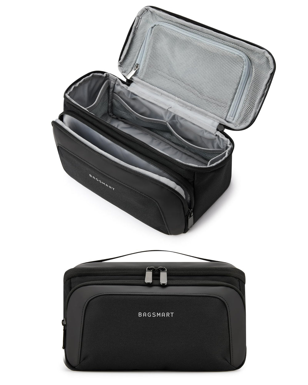 BAGSMART Toiletry Bag wide opening enables quick access to toiletries on the go.
