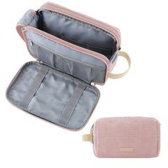 BAGSMART Toiletry Bag for Women pink front view showing compact travel-ready design