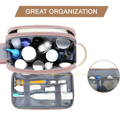 BAGSMART Toiletry Bag for Women pink interior elastic bands keep items secure
