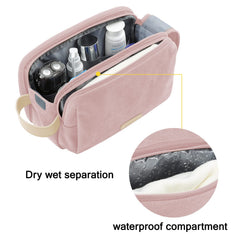 BAGSMART Toiletry Bag for Women pink waterproof pockets protect damp items