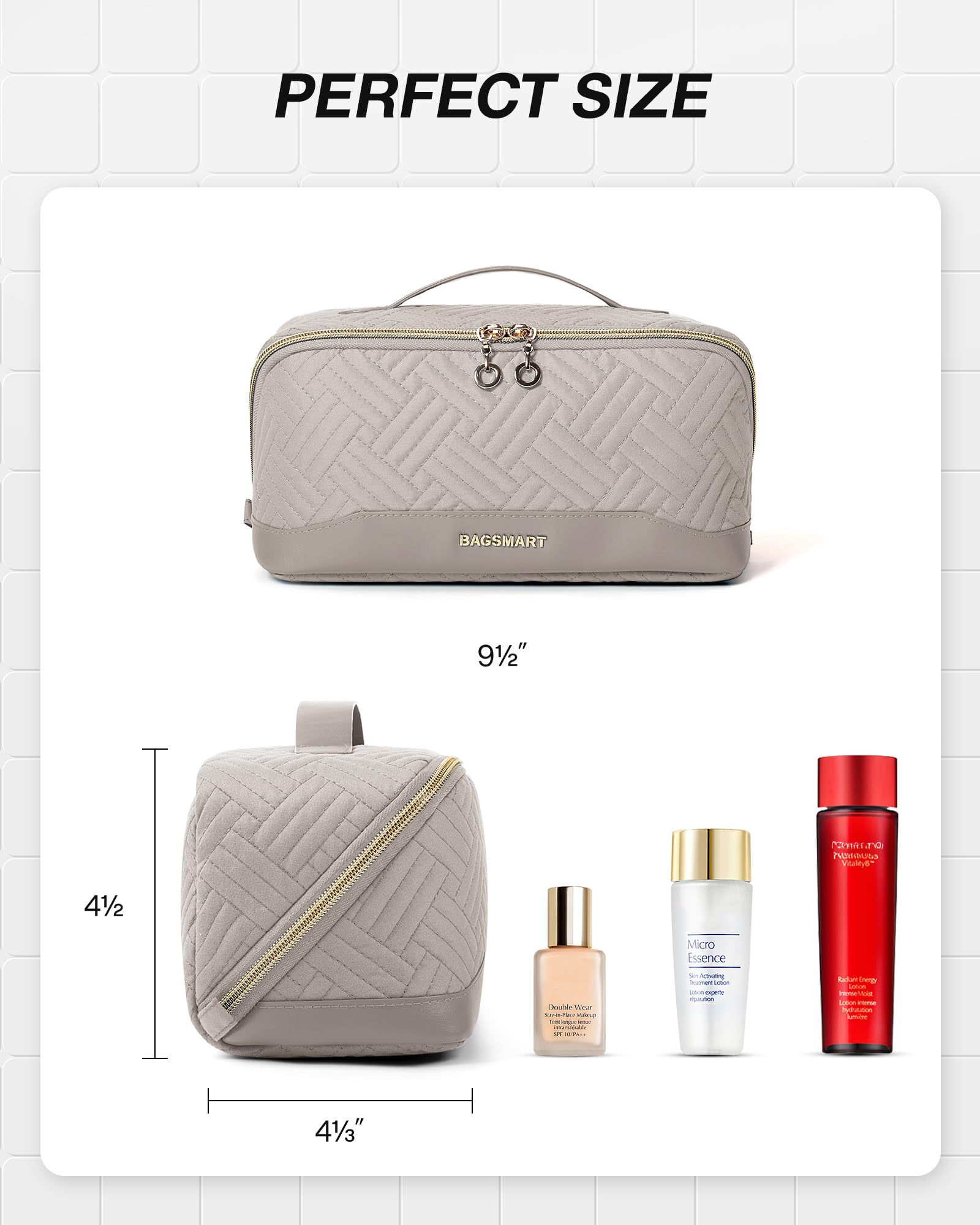 BAGSMART bag top handle and double-zipper for easy portability.