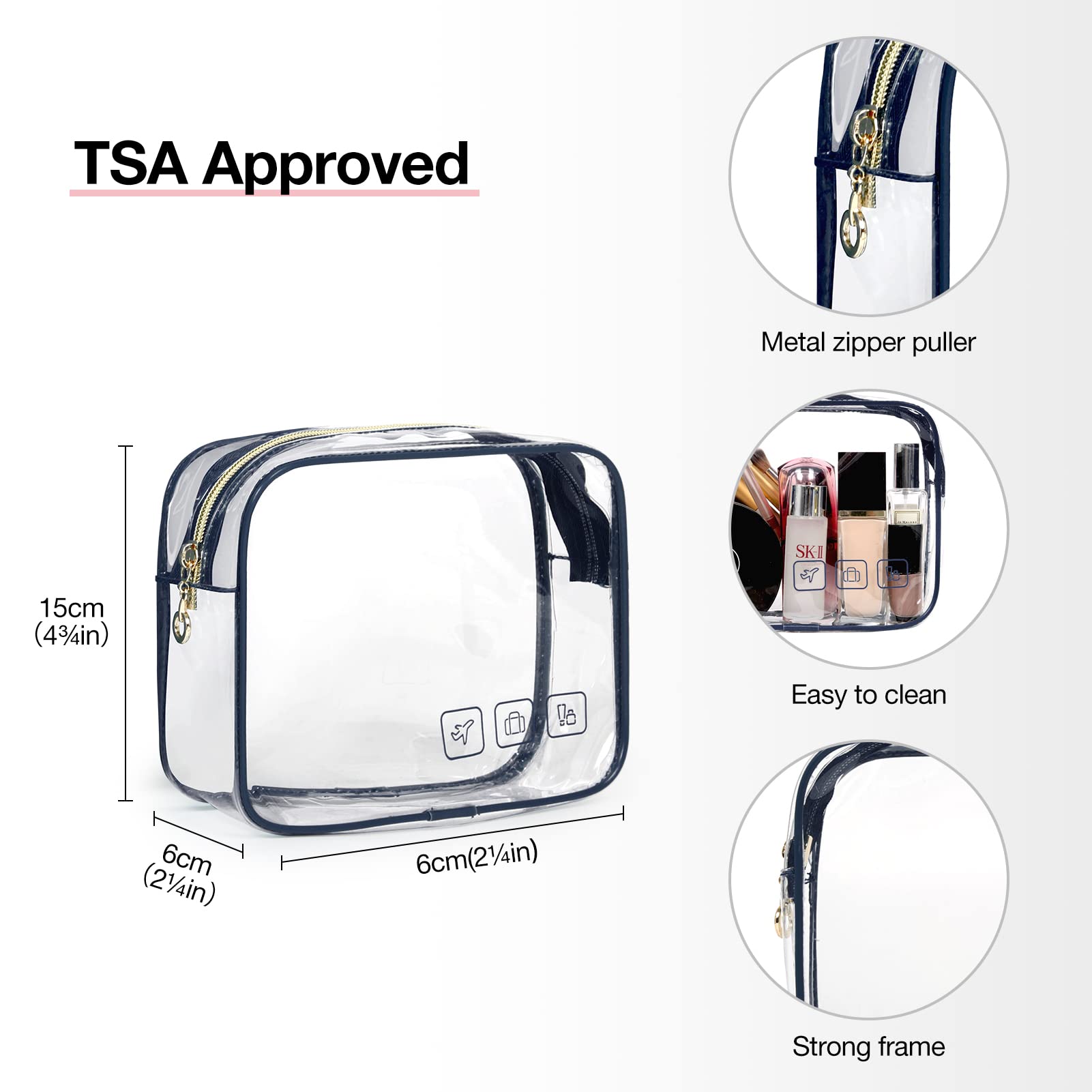 BAGSMART transparent cosmetic bag TSA-approved speeds airport security checks.