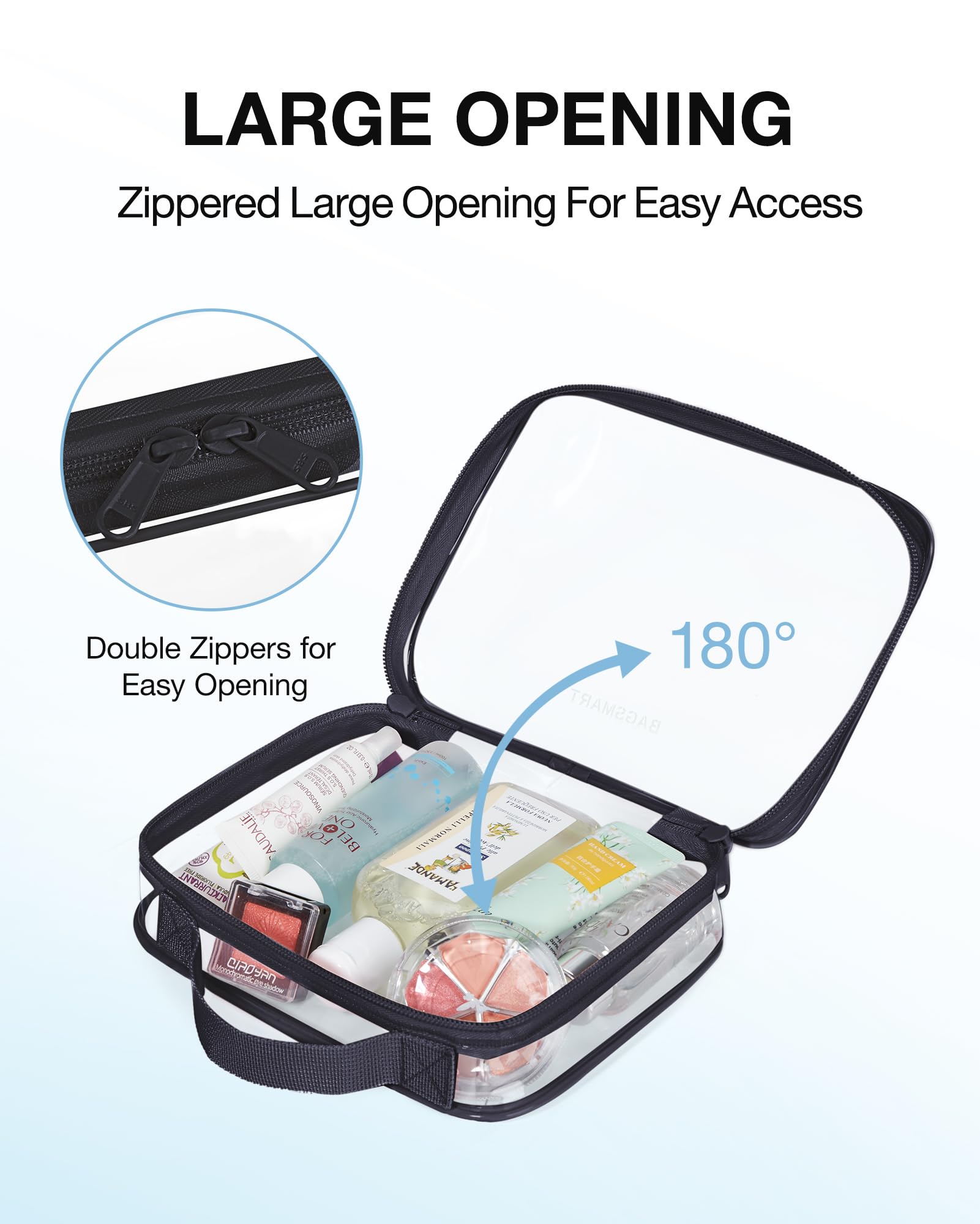 BAGSMART transparent design bag for fast security checks and easy packing