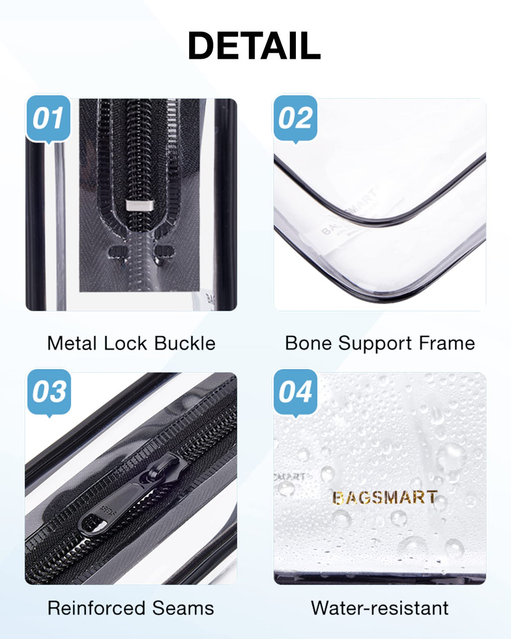 BAGSMART transparent travel bag offers easy access and quick packing visibility.