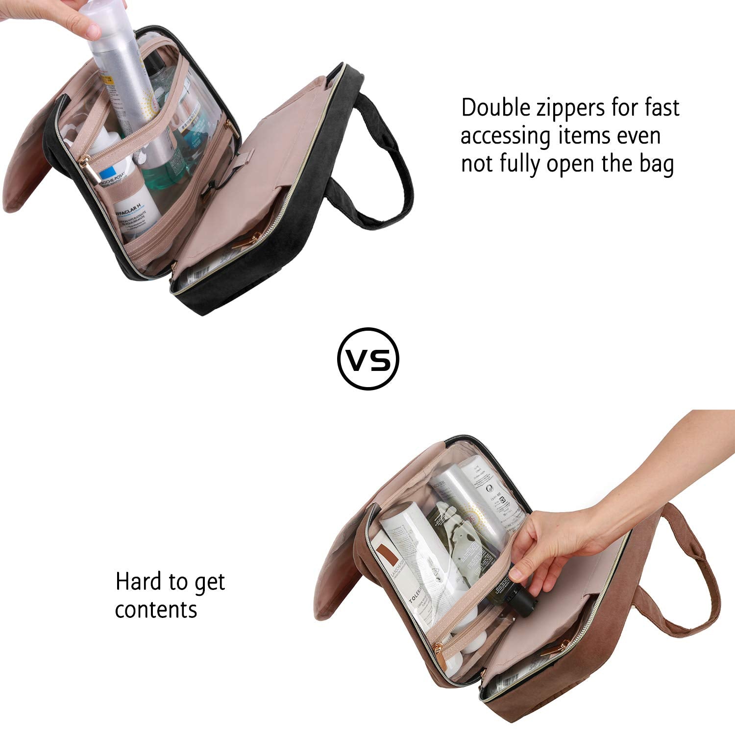 BAGSMART Toiletry Bag in hand ready for organized travel carry-on.