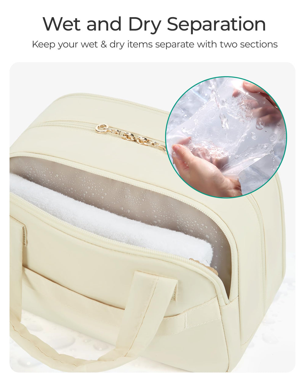 BAGSMART six inner mesh pockets organize toiletries and cosmetics efficiently.