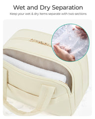 BAGSMART six inner mesh pockets organize toiletries and cosmetics efficiently.