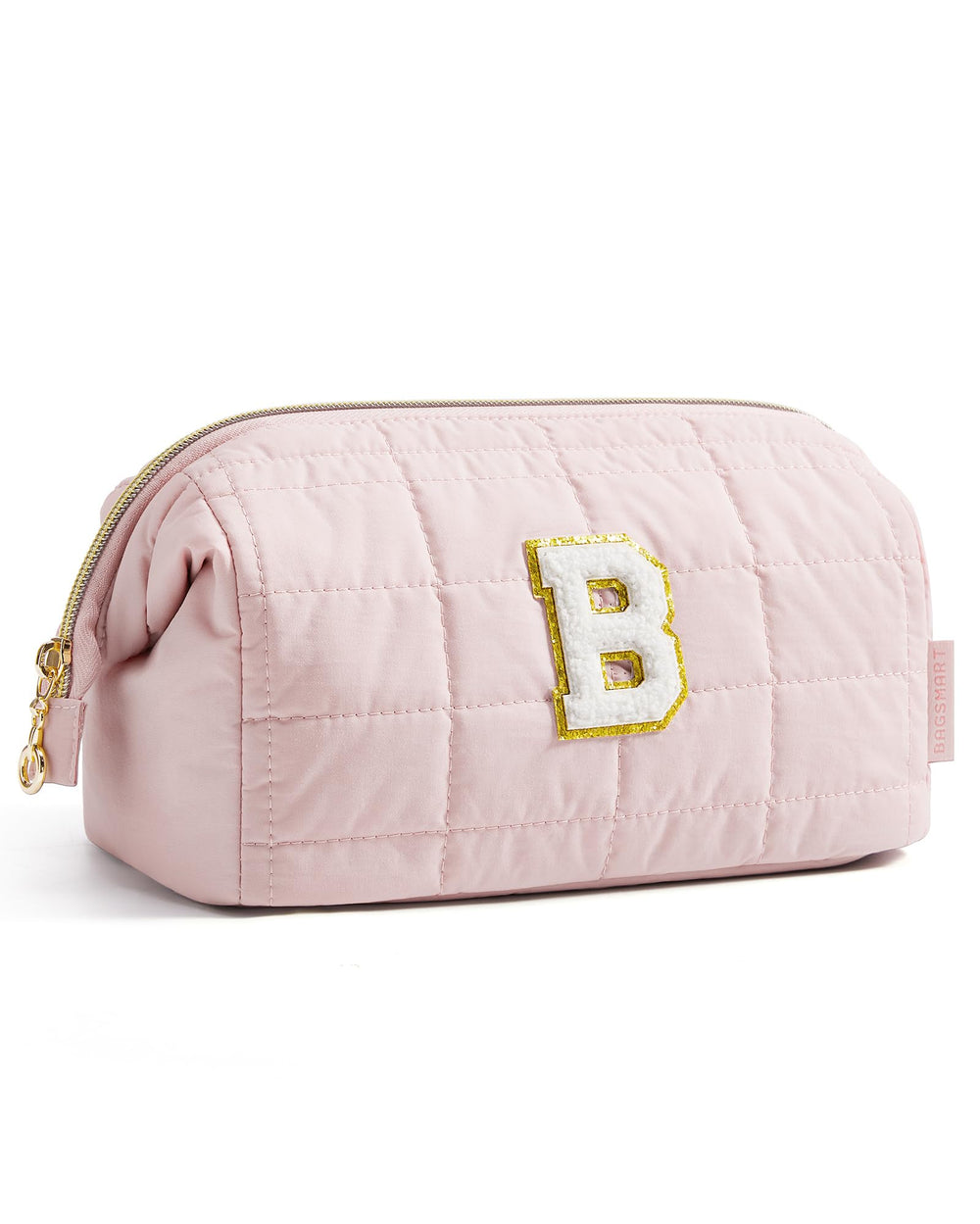 BAGSMART spacious travel toiletry bag in pink for cosmetics and accessories