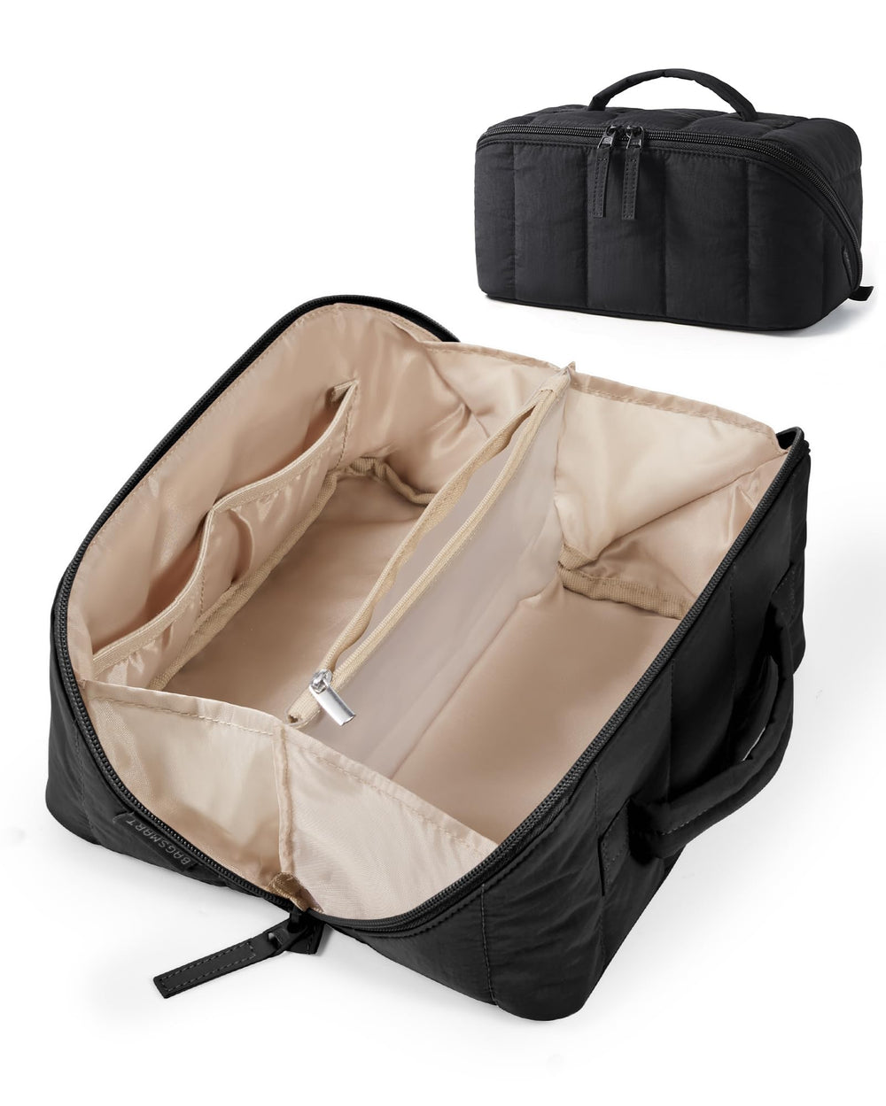 BAGSMART Travel Makeup Bag open design for quick access to essentials.