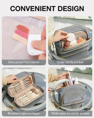 BAGSMART PVC-lined pocket keeps powders neat and easy to wipe clean