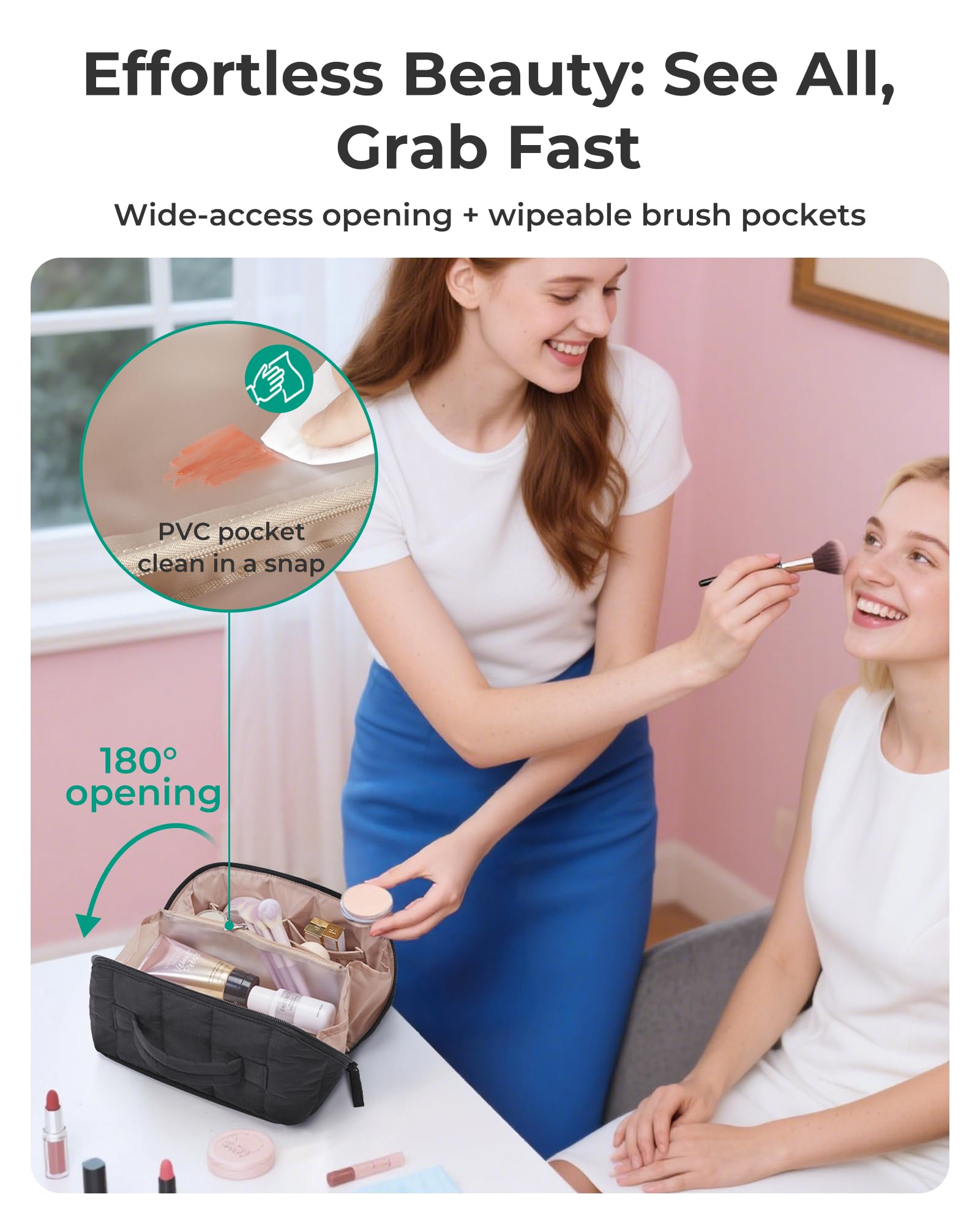 BAGSMART quilted exterior adds style and comfortable carry for daily trips.