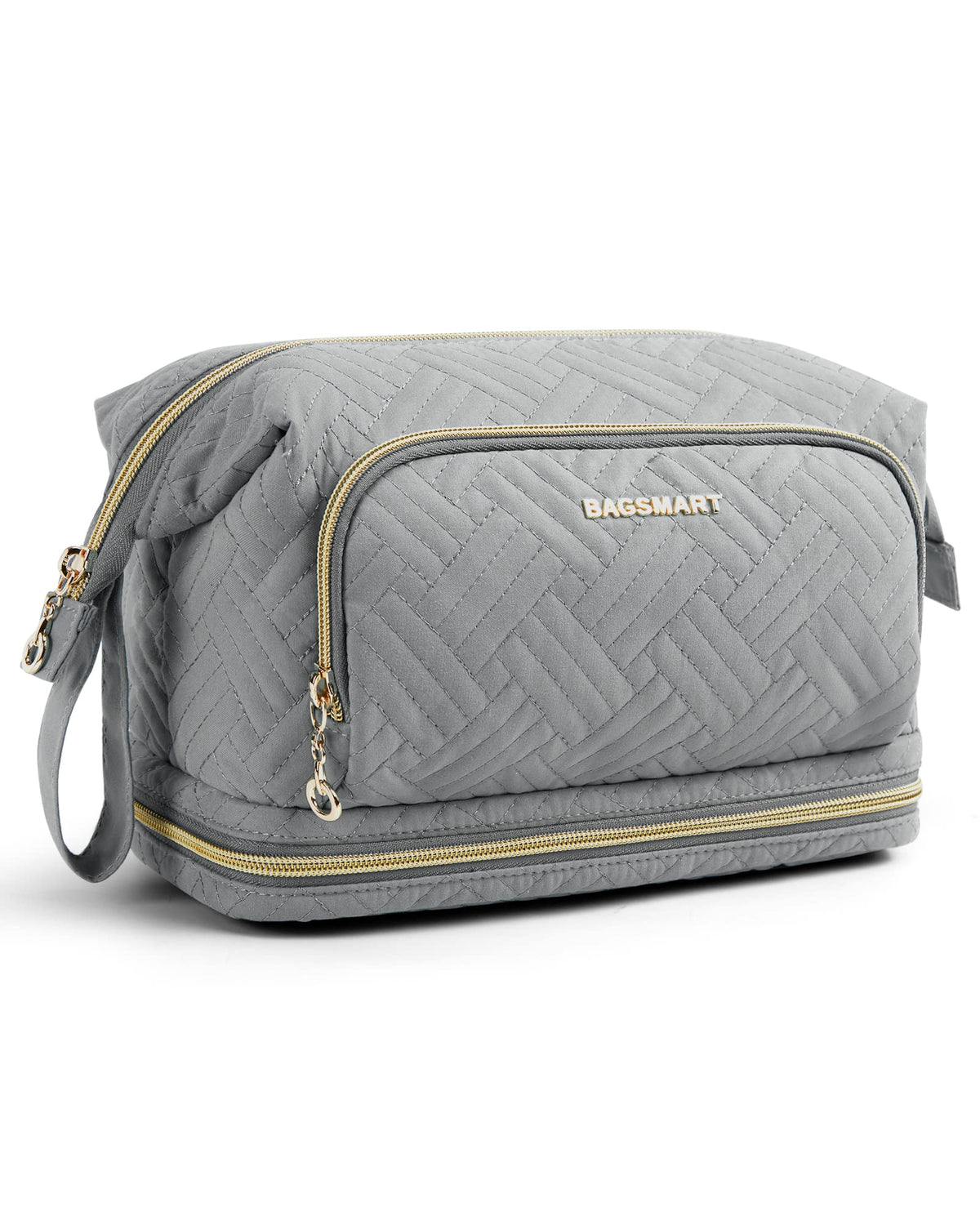BAGSMART travel makeup bag wide-open for easy access to cosmetics