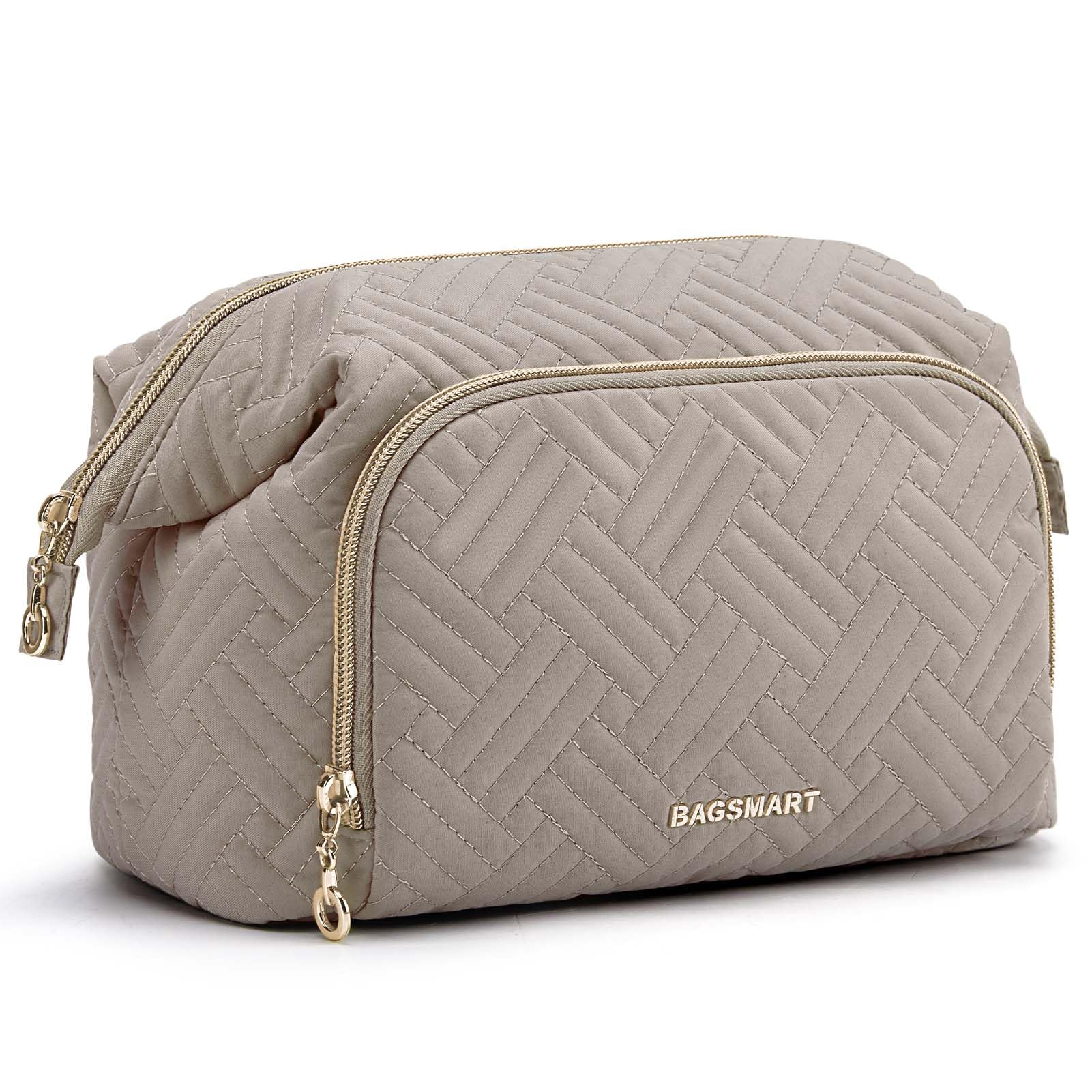 BAGSMART Travel Makeup Bag wide-open design for easy access to cosmetics on the go