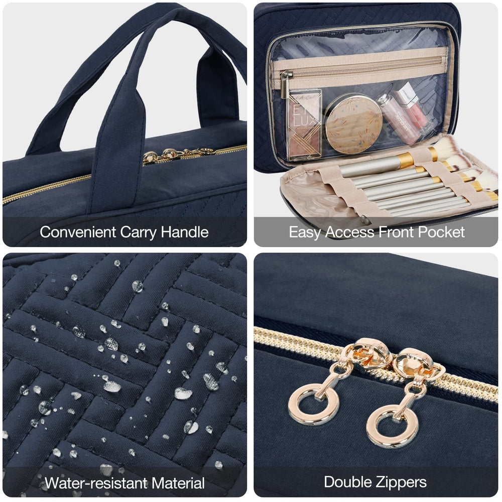 BAGSMART travel makeup organizer two-way zipper enables quick access during trips.