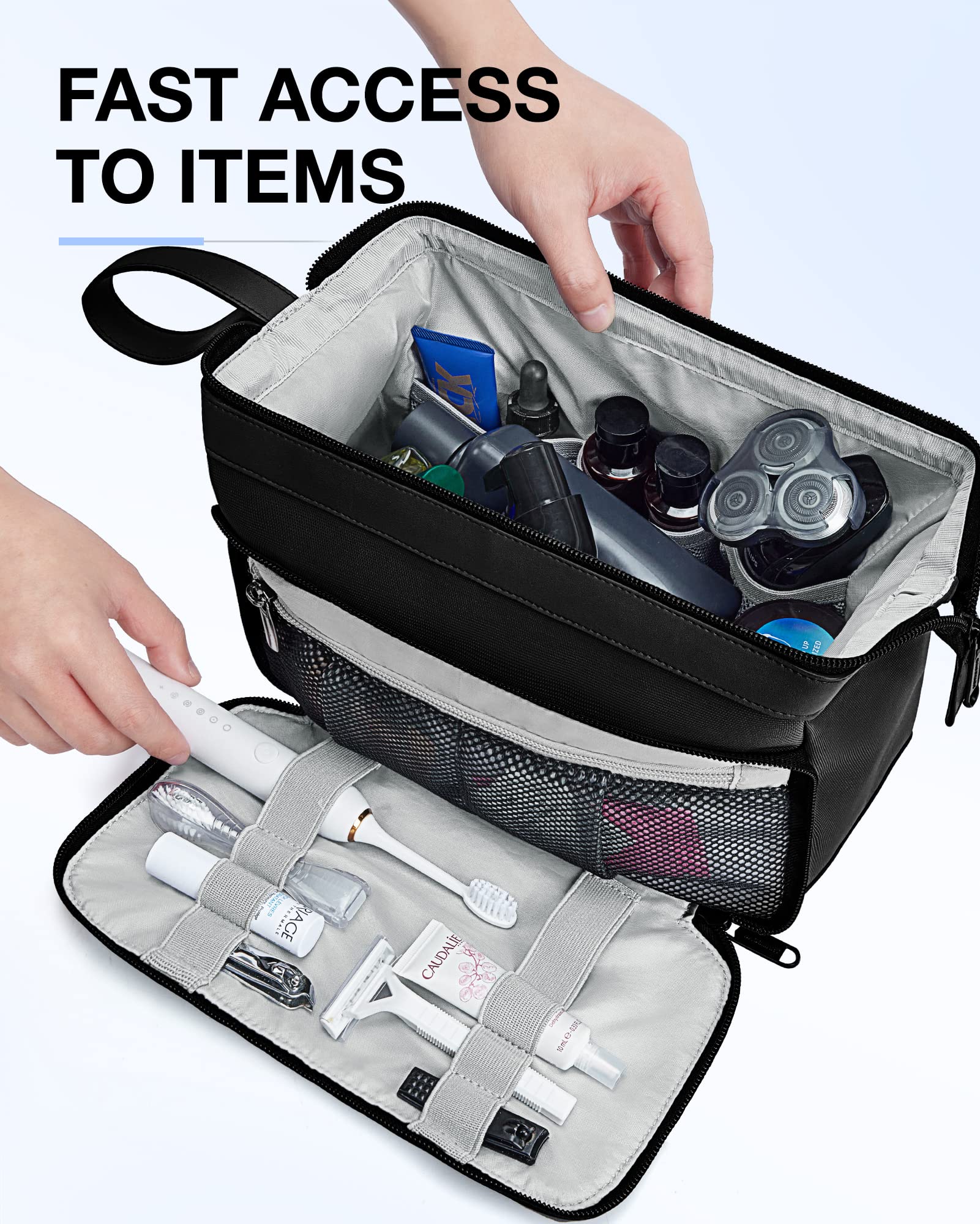 BAGSMART Travel organizer for men fits larger bottles and grooming gear