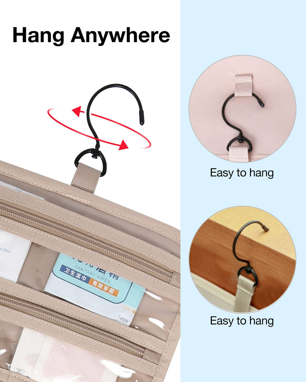 BAGSMART Travel organizer in blue suits overnight stays and gym showers