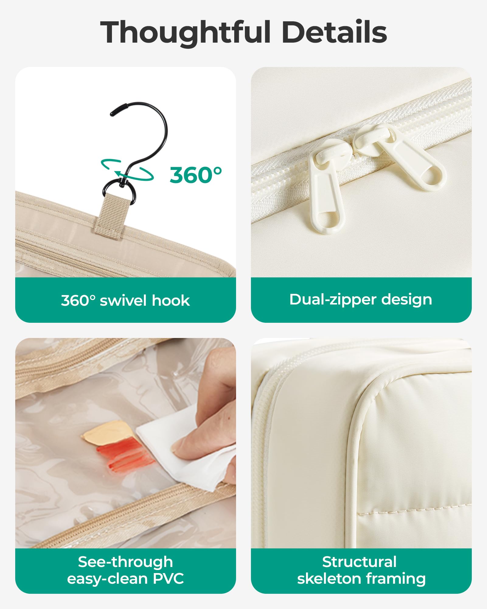 BAGSMART bag's carry-handle doubles as a hanging strap for versatile use.
