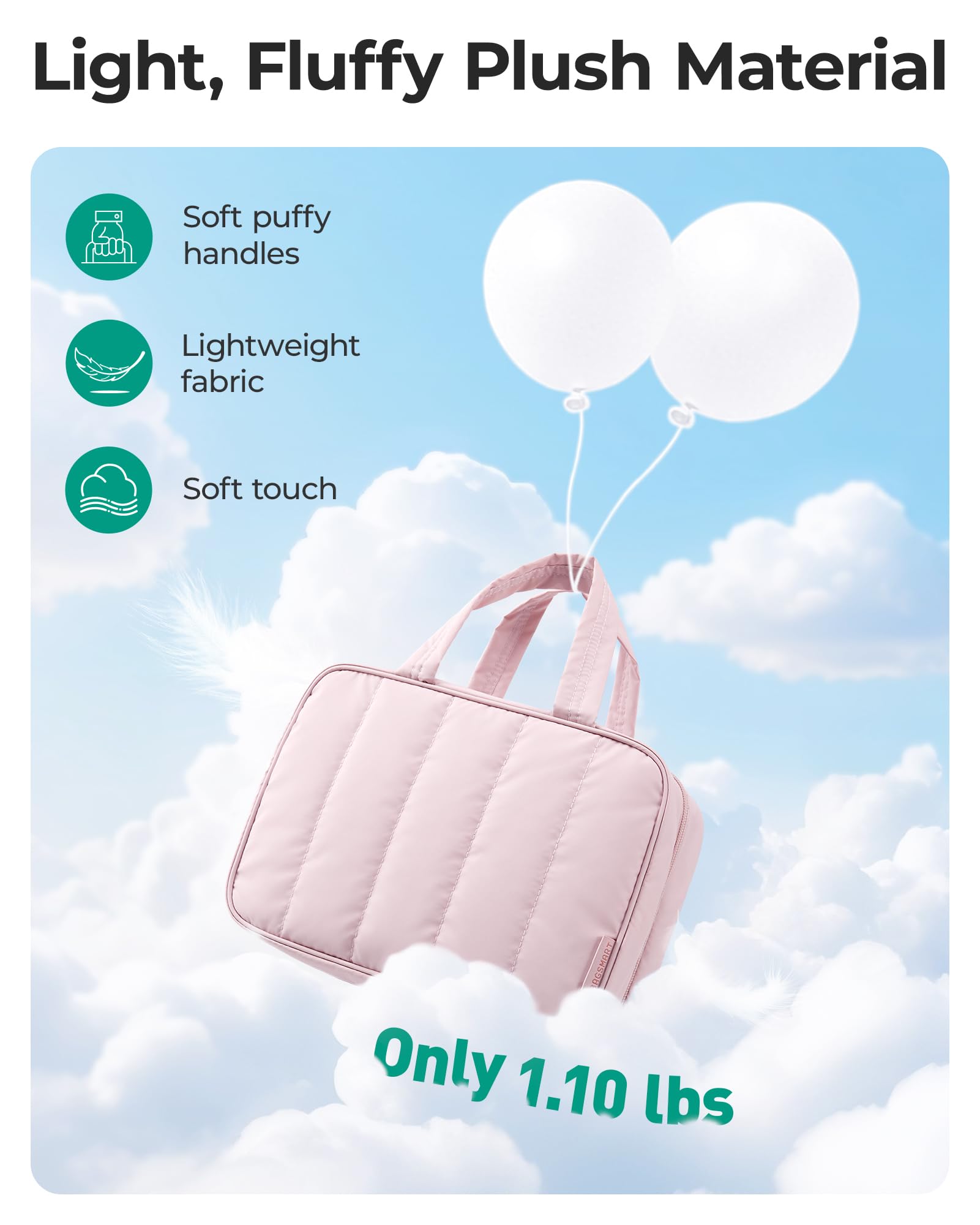 BAGSMART dusty-rose compact folded size saves luggage space