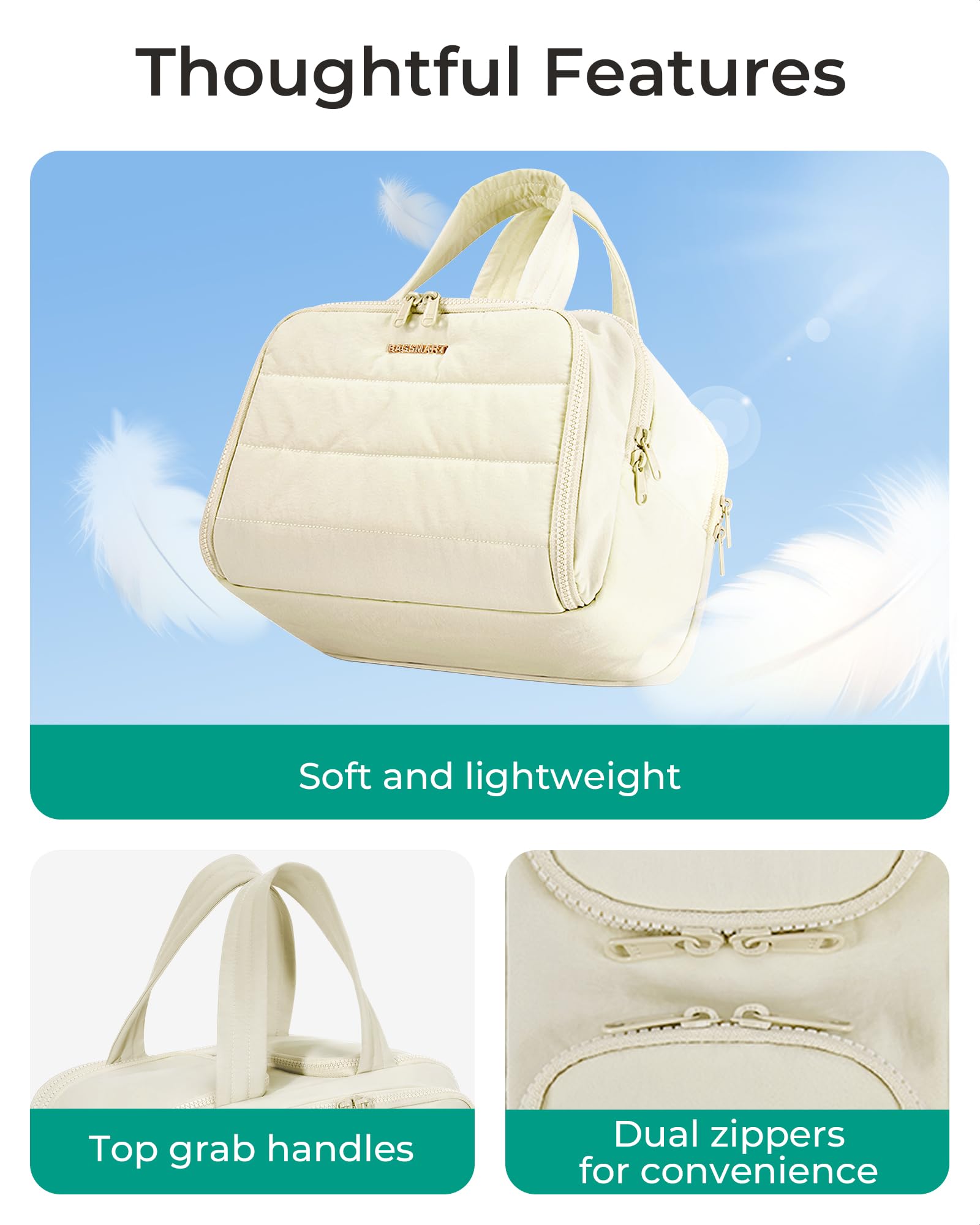 BAGSMART Travel Toiletry Bag full-opening design enables easy access to cosmetics.
