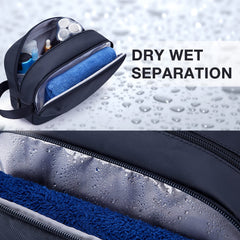 BAGSMART Travel Toiletry Bag handle and zippered opening ease on-the-go packing.