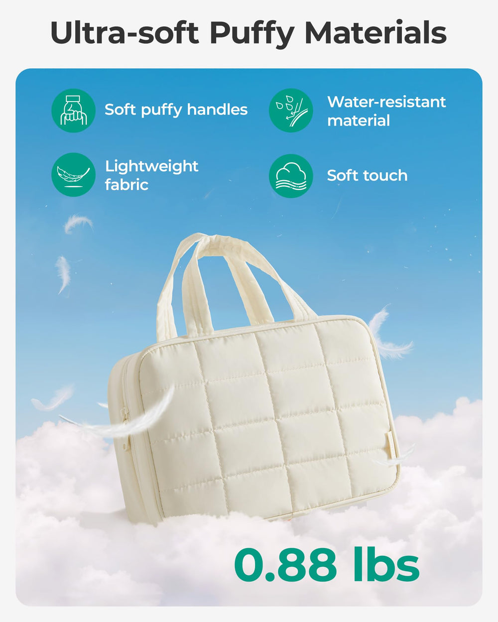 BAGSMART toiletries bag with 360-degree swivel hanging hook for easy access.
