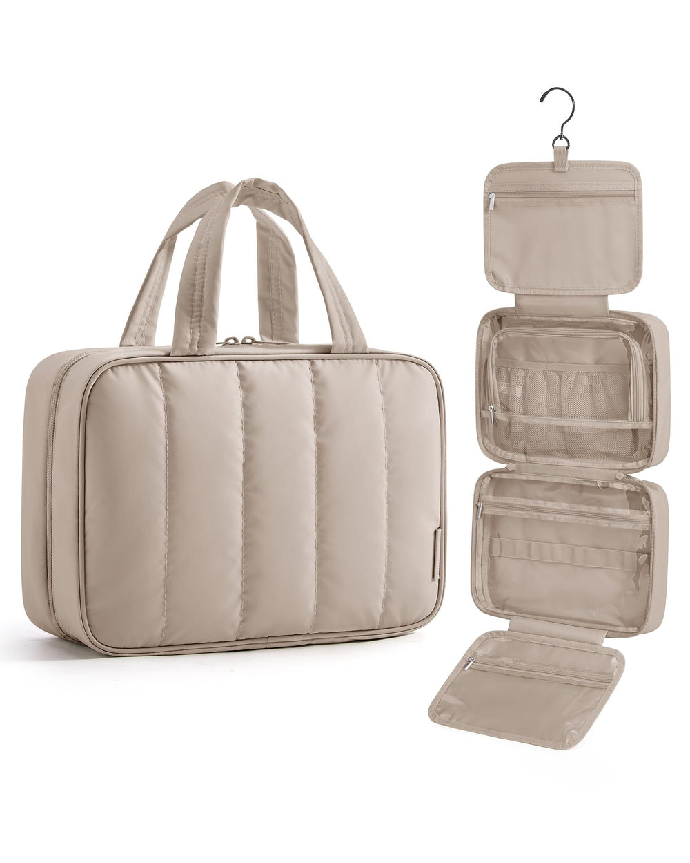 BAGSMART travel toiletry bag with hanging hook offers easy access on the go.