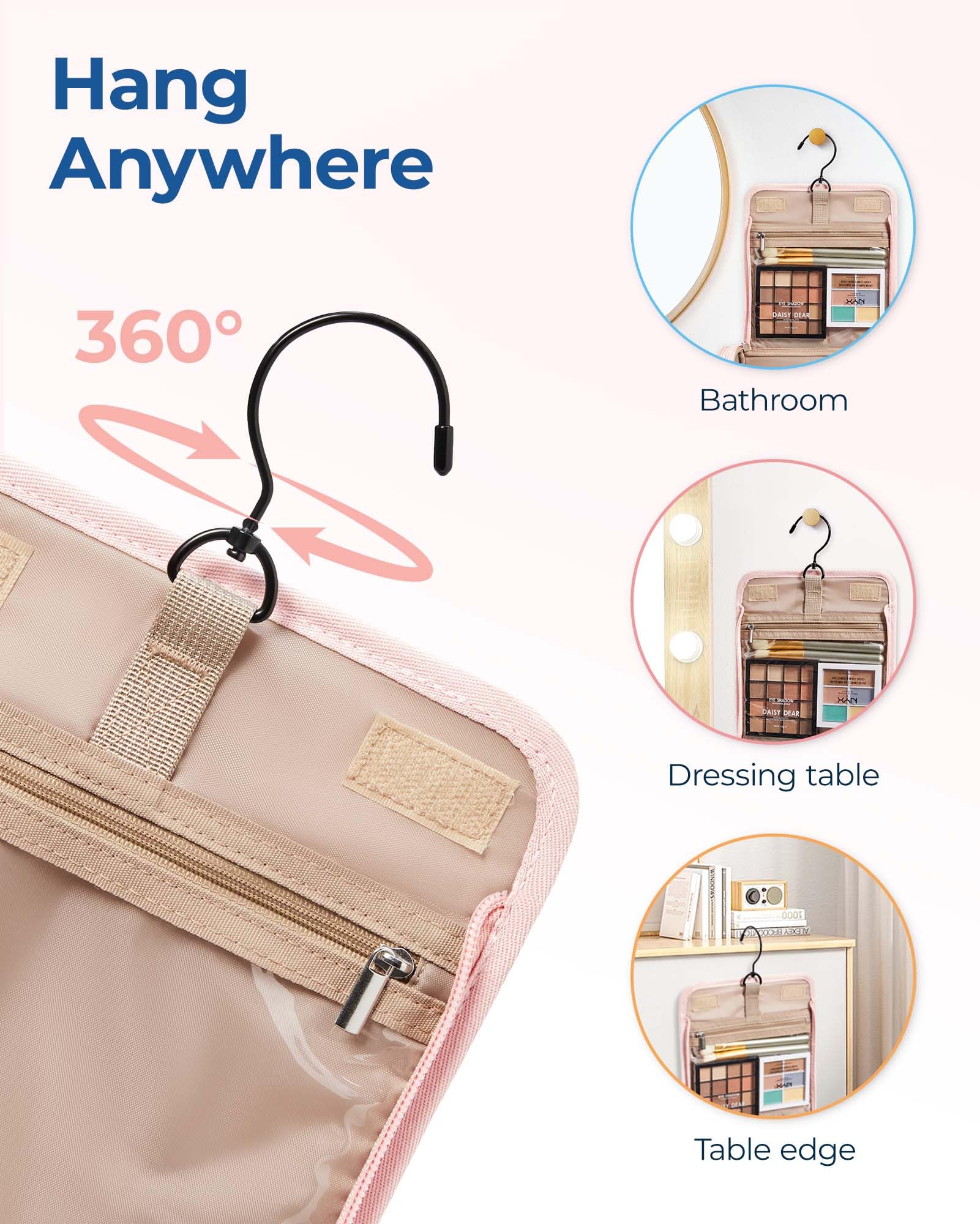 BAGSMART bag hanging hook enables easy setup in bathrooms