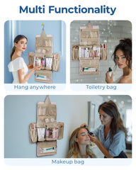BAGSMART Travel Toiletry Bag hanging-swivel hook supports versatile hanging and easy reach.