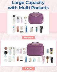 BAGSMART travel toiletry bag inner mesh pockets in purple.