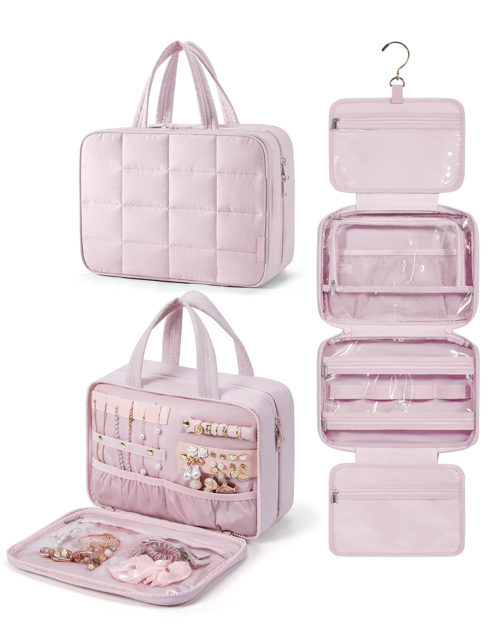 BAGSMART travel toiletry bag with jewelry compartment keeps rings secure during travel