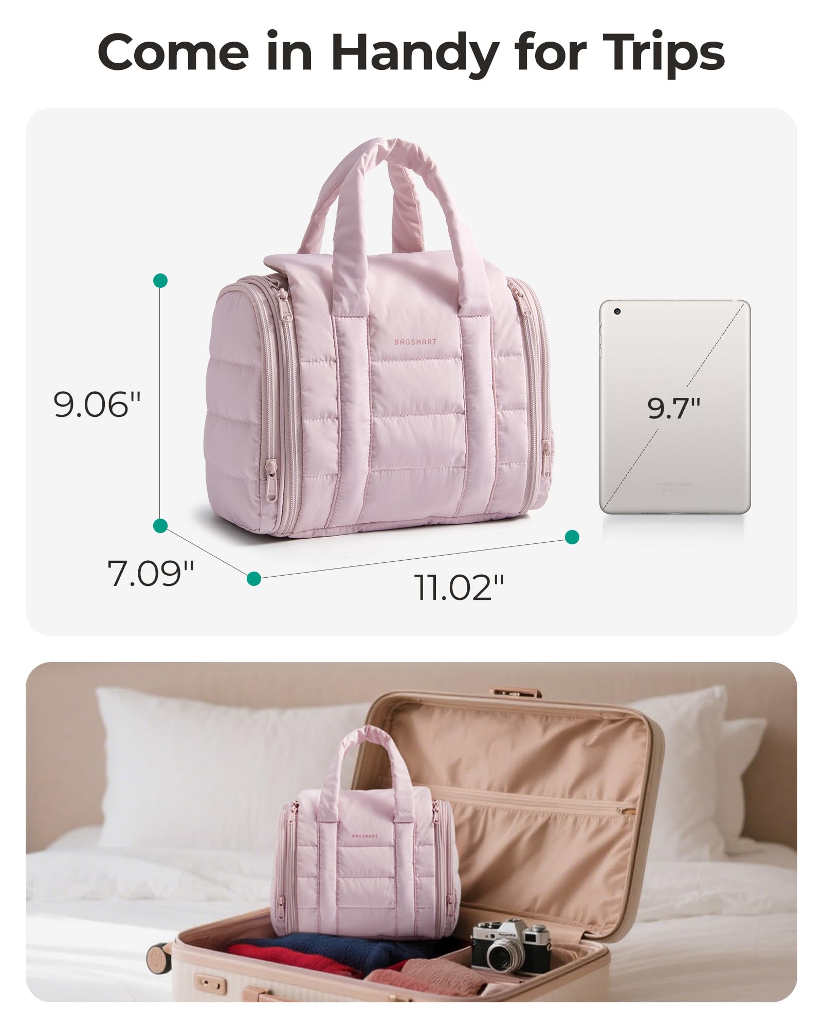 BAGSMART travel toiletry bag jewelry pocket for quick access to daily accessories