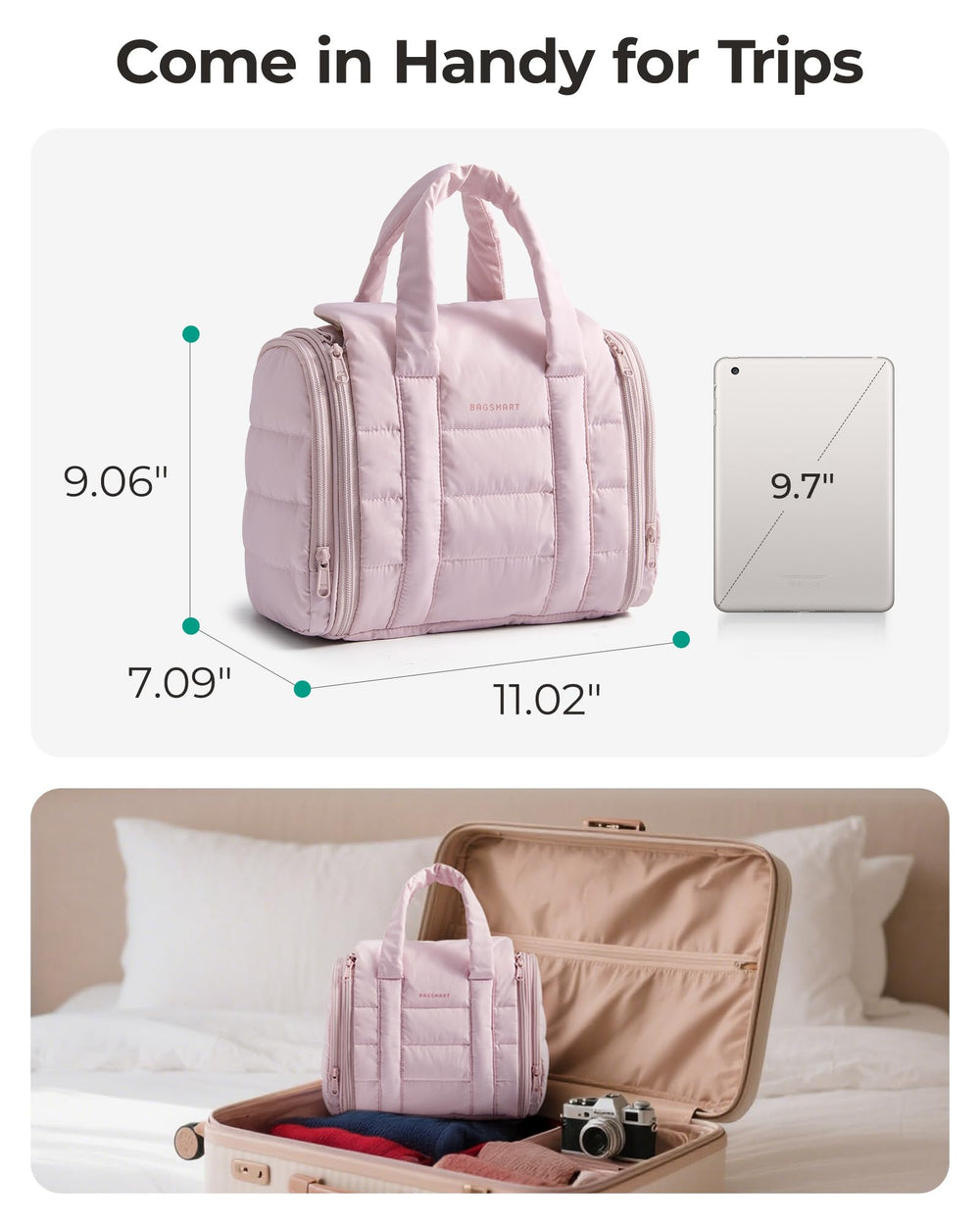 BAGSMART travel toiletry bag jewelry pocket for quick access to daily accessories