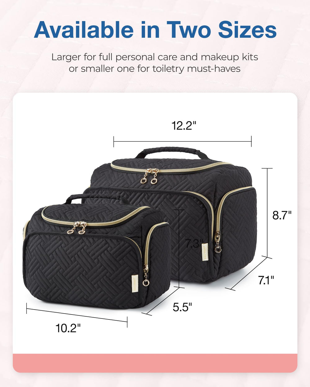 BAGSMART travel toiletry bag with large capacity fits travel-size bottles neatly