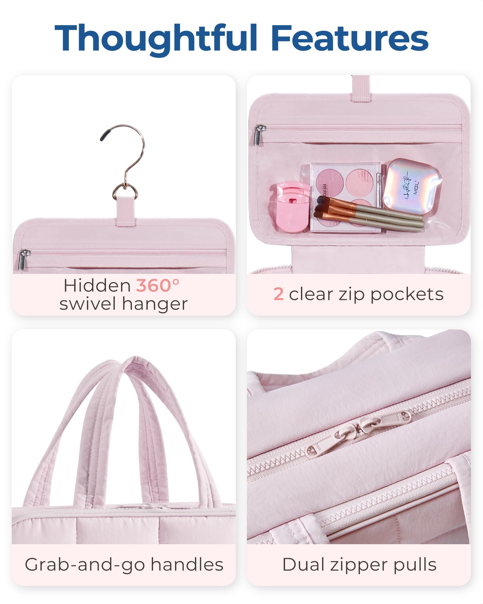 BAGSMART large-capacity bag fits toiletries and makeup for trips.