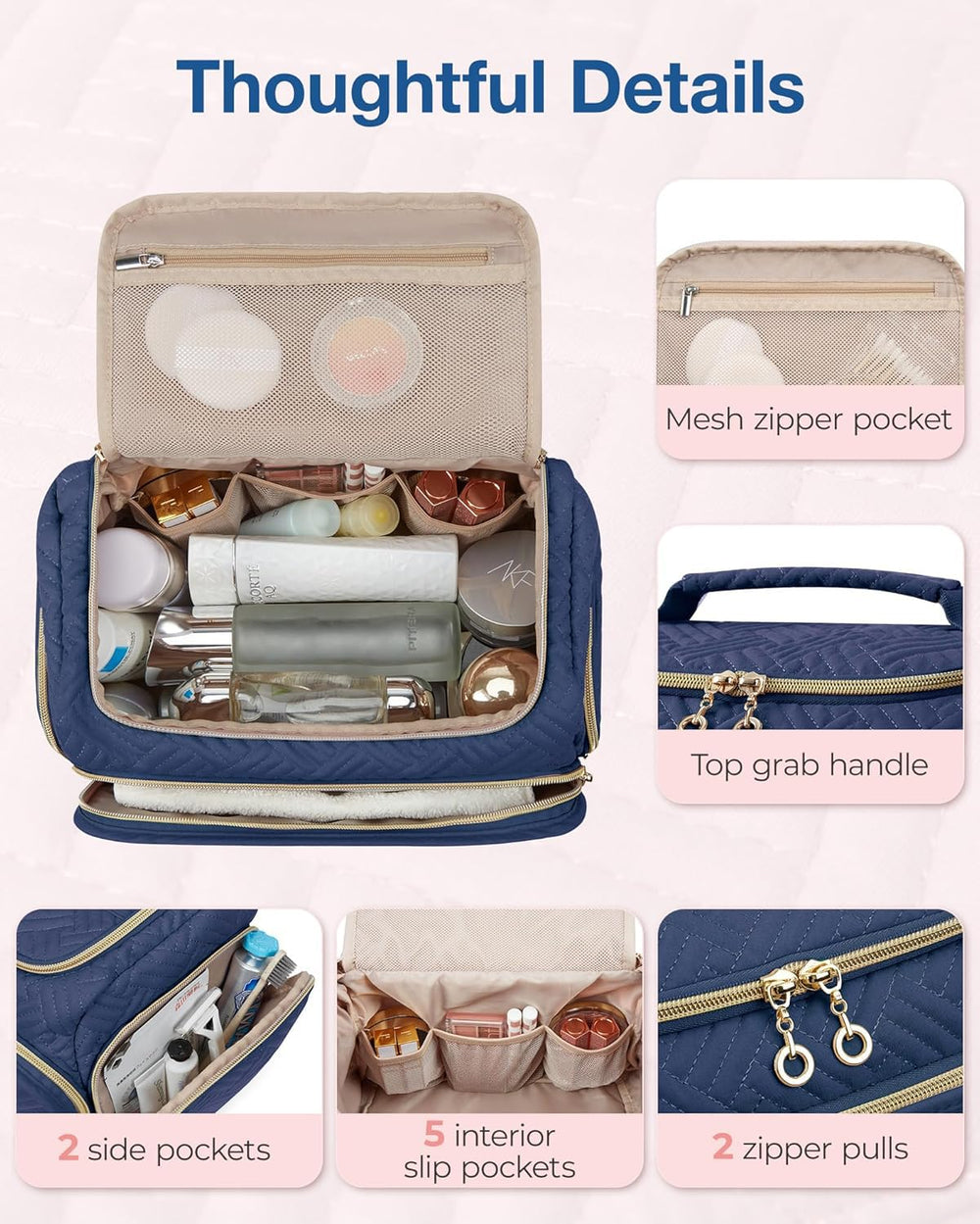 bagsmart large-capacity bag holds cosmetics and toiletries neatly