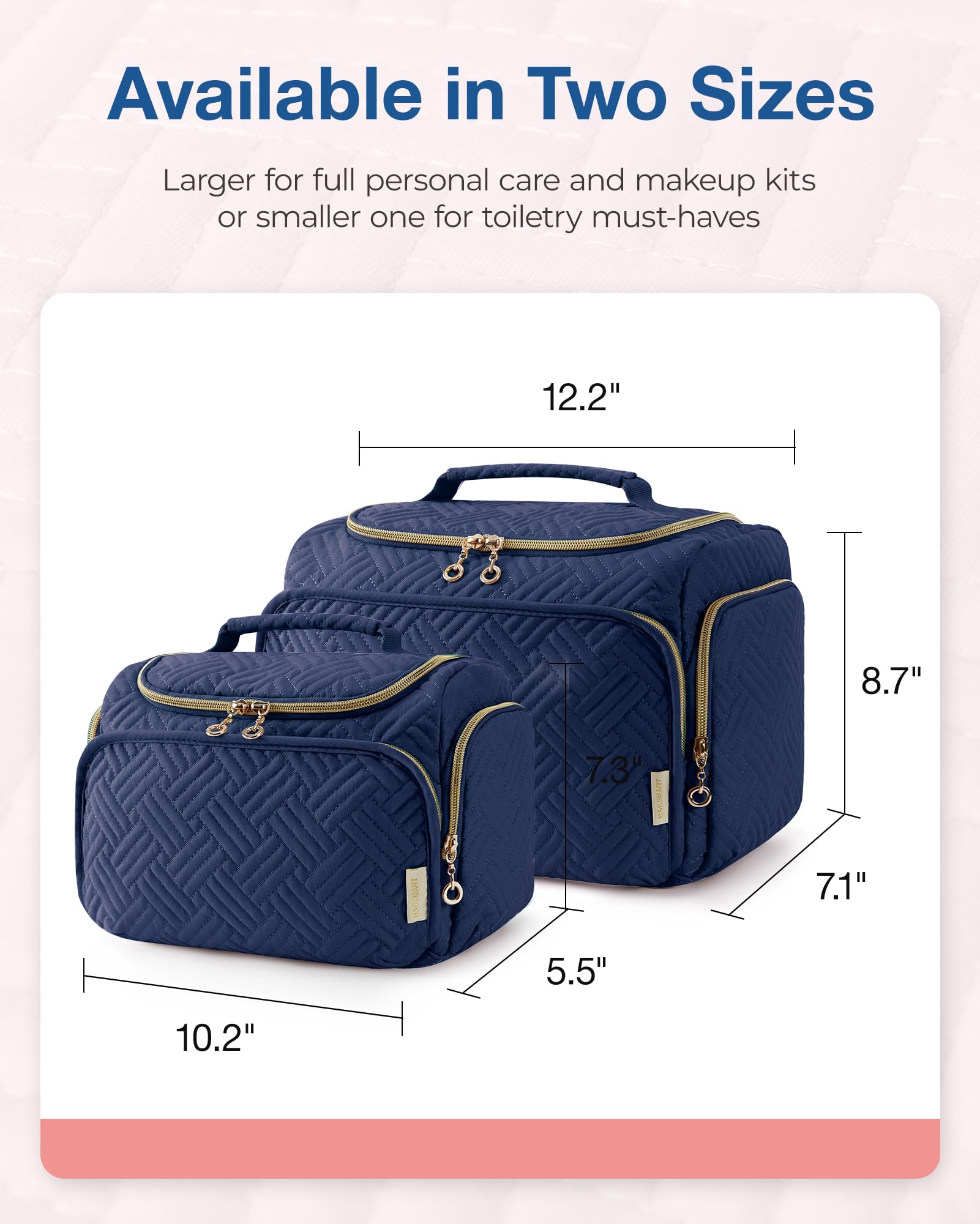 bagsmart multi-pocket design organizes toiletries and accessories