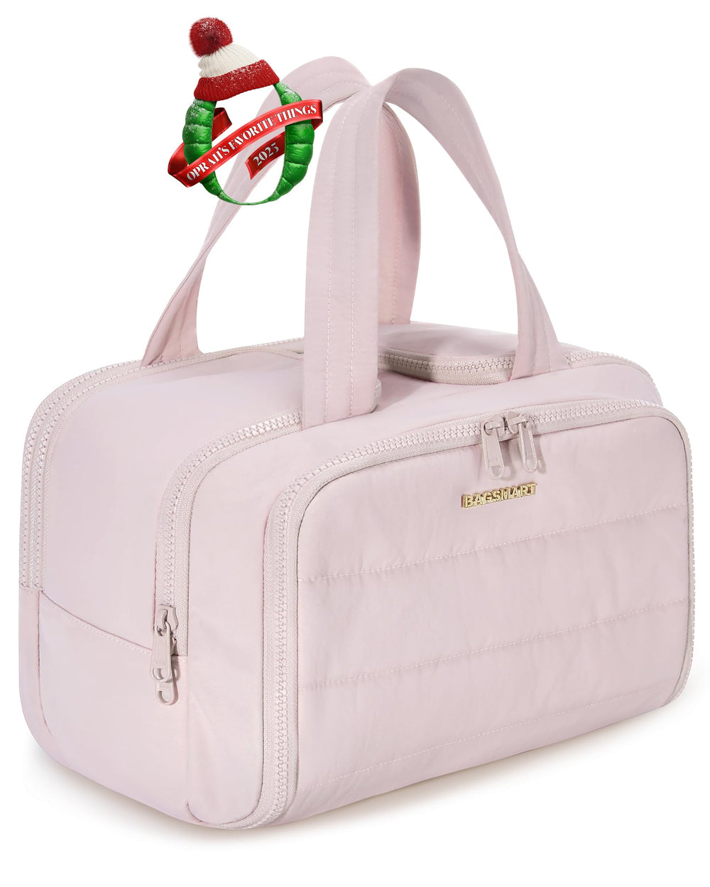 BAGSMART travel toiletry bag open full-zip for easy access to cosmetics on the go.