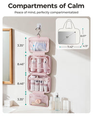 BAGSMART travel toiletry bag organized with elastic straps and mesh pockets for secure bottles