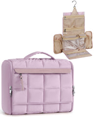 BAGSMART travel toiletry bag purple full-opening for quick access and organization