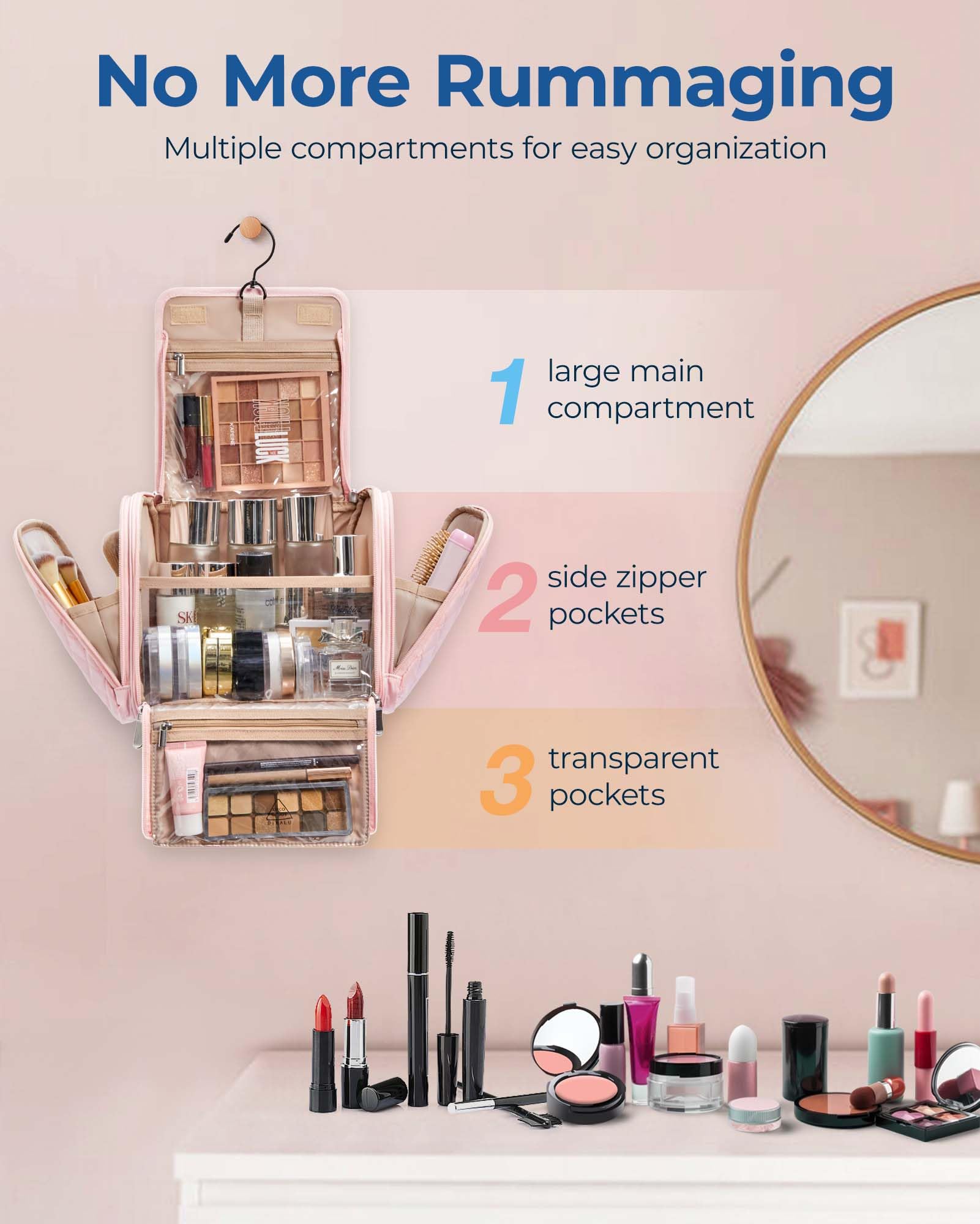 BAGSMART bag side pockets keep brushes organized and accessible