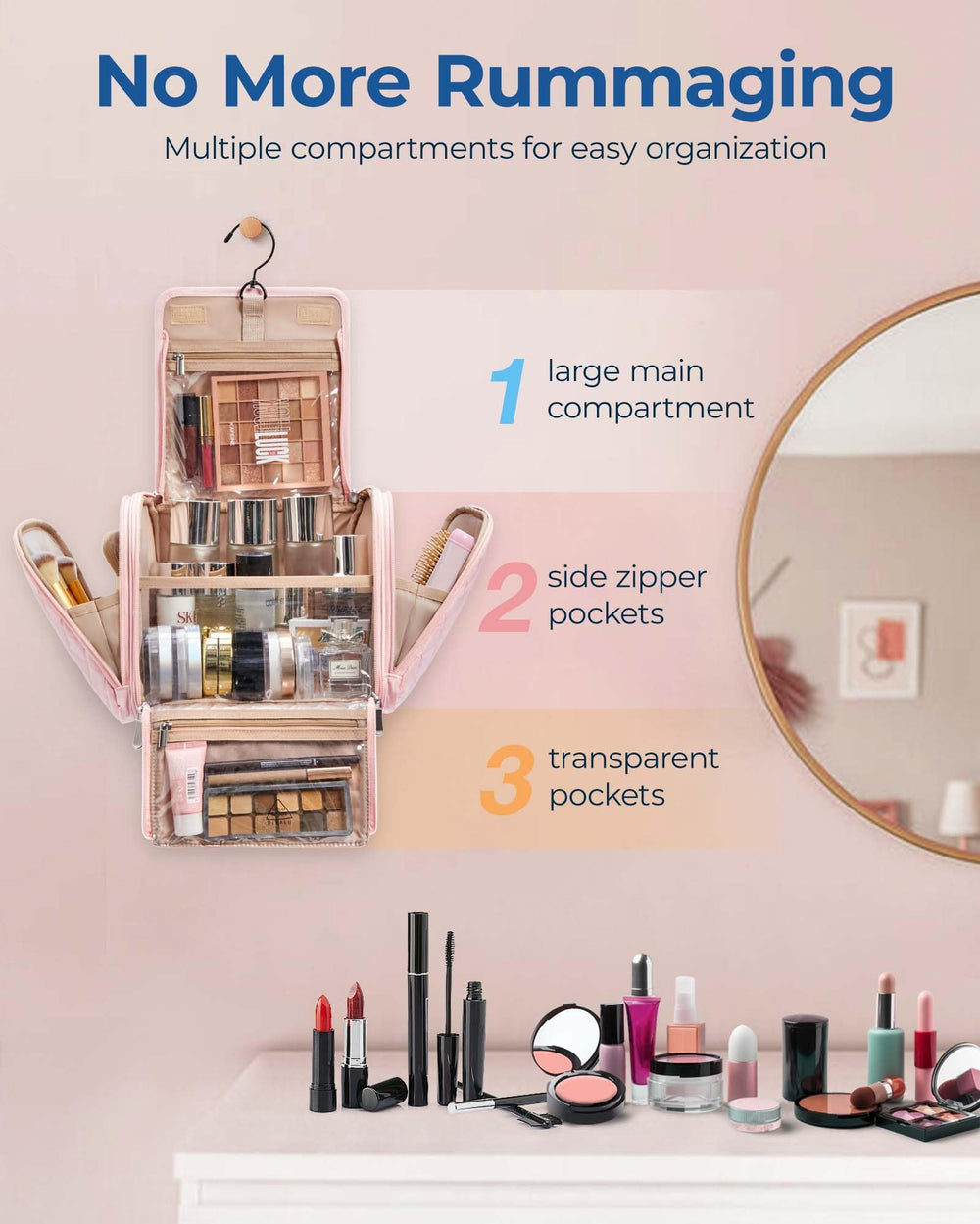 BAGSMART bag side pockets keep brushes organized and accessible