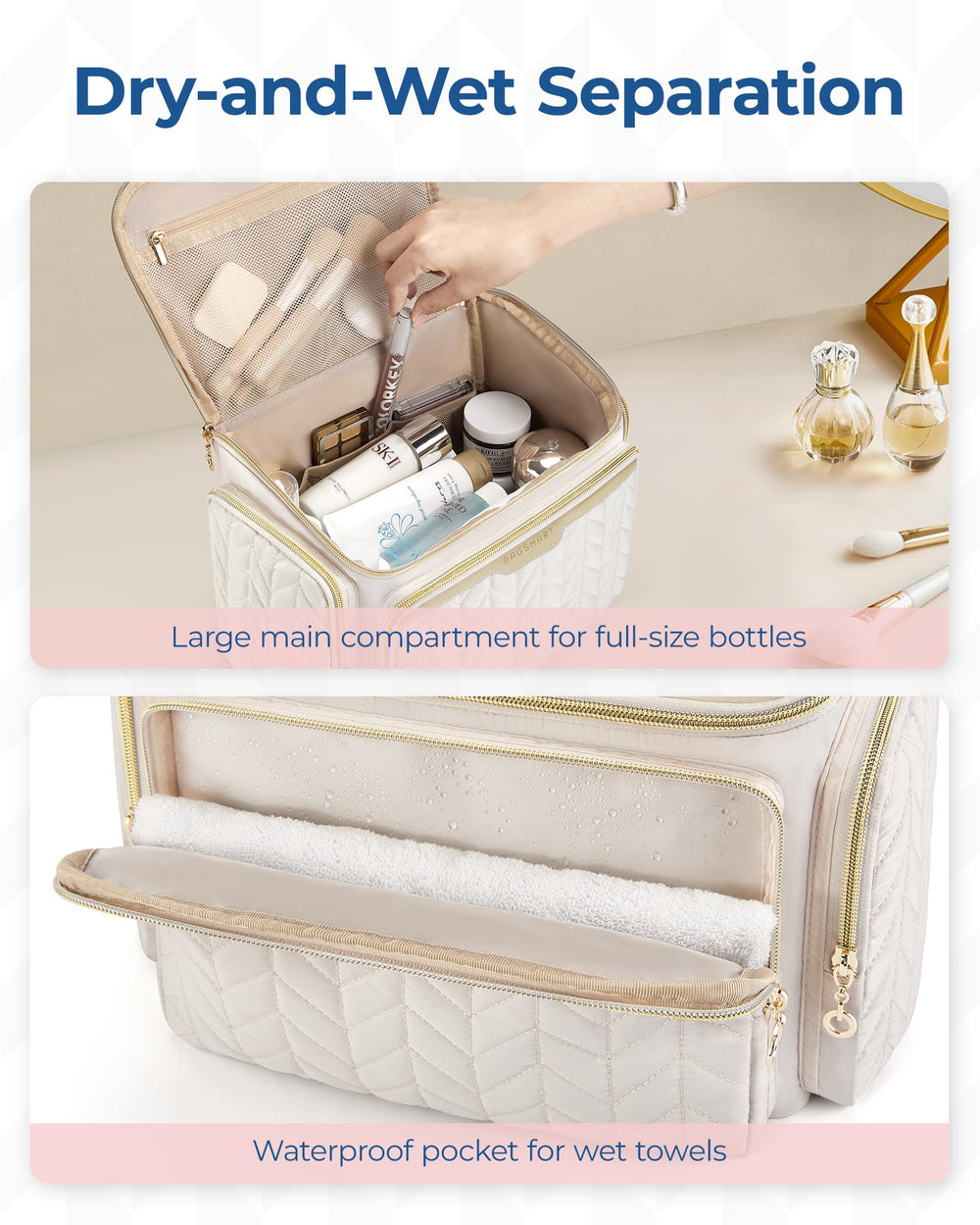 BAGSMART travel toiletry bag six inner pockets organize cosmetics efficiently