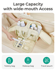BAGSMART Travel Toiletry Bag in Taslan fabric with ultra-light soft texture for comfortable travel.