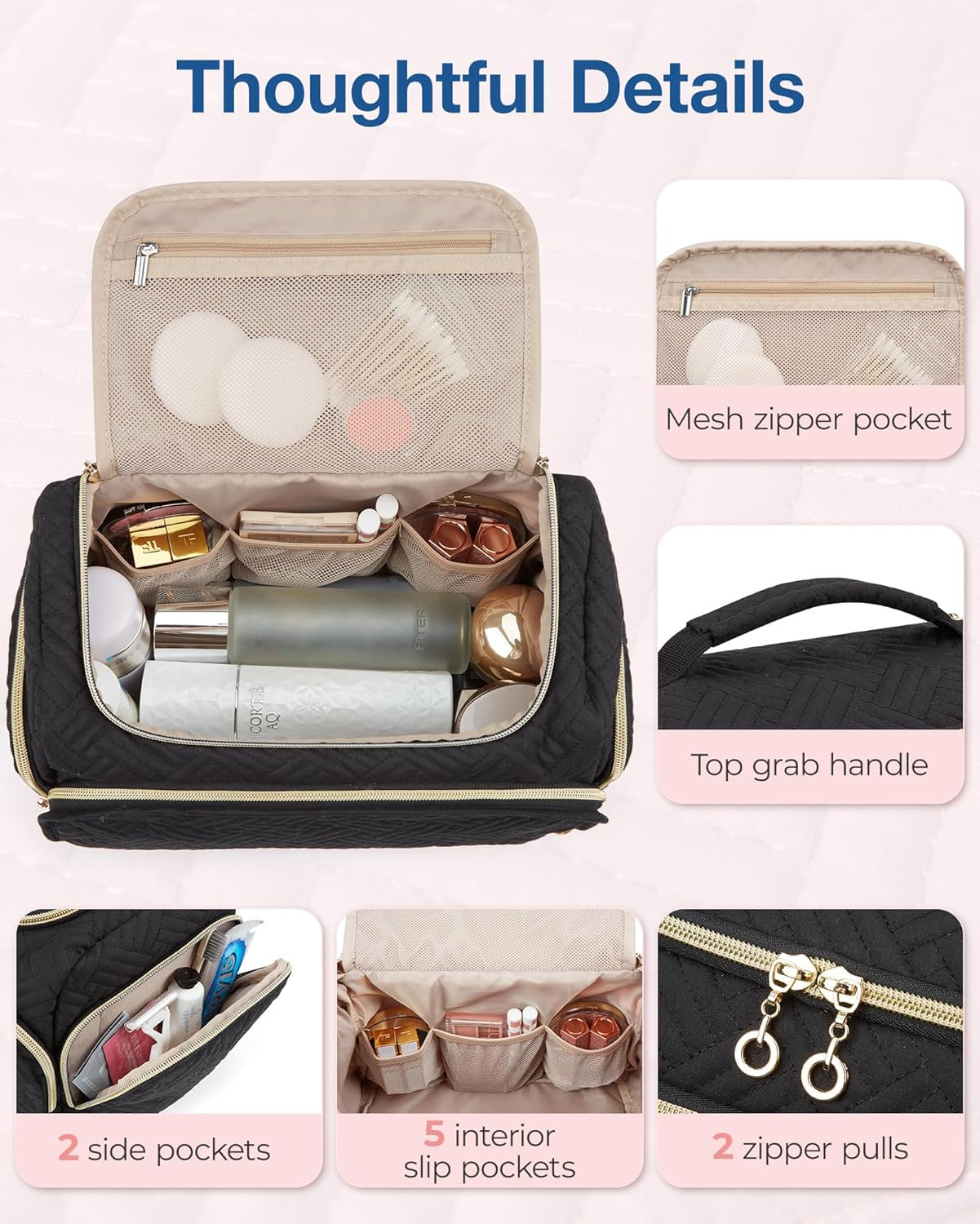 BAGSMART Travel Toiletry Bag waterproof fabric protects contents and simplifies cleanup