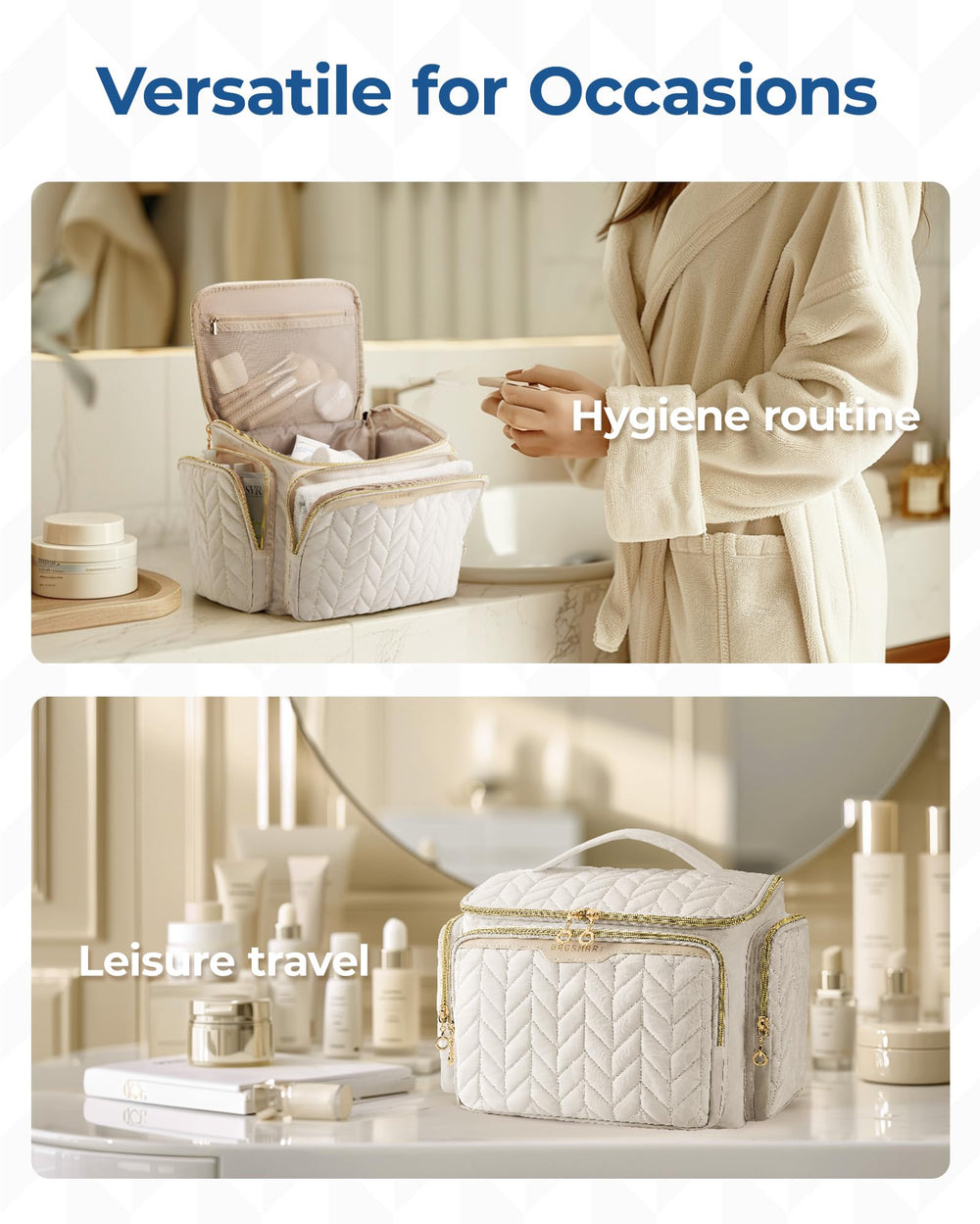 BAGSMART travel toiletry bag wet-dry separation makes cleanup simple
