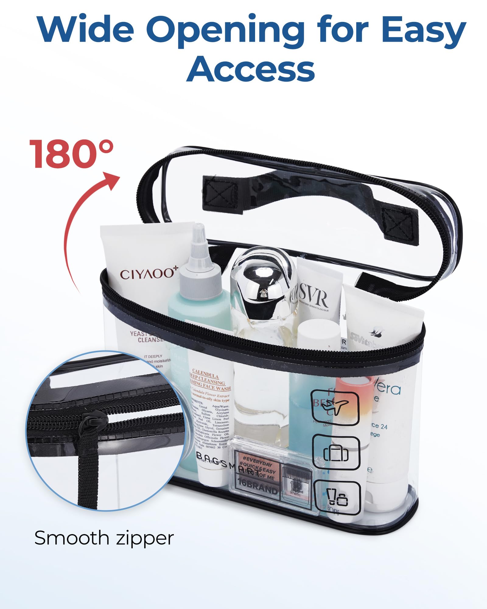 BAGSMART TSA 3-1-1 approved travel bag streamlines security screening.