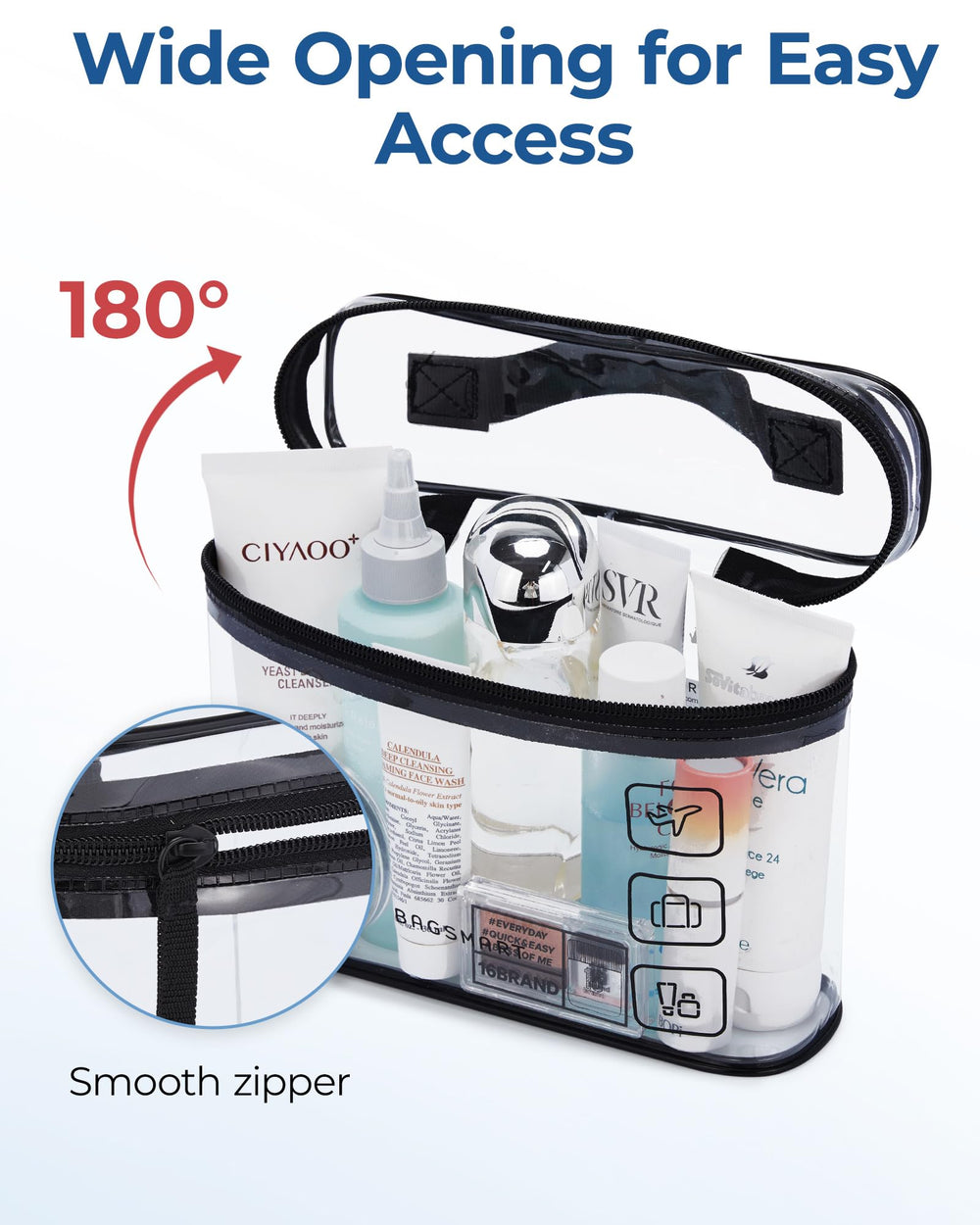 BAGSMART TSA 3-1-1 approved travel bag streamlines security screening.