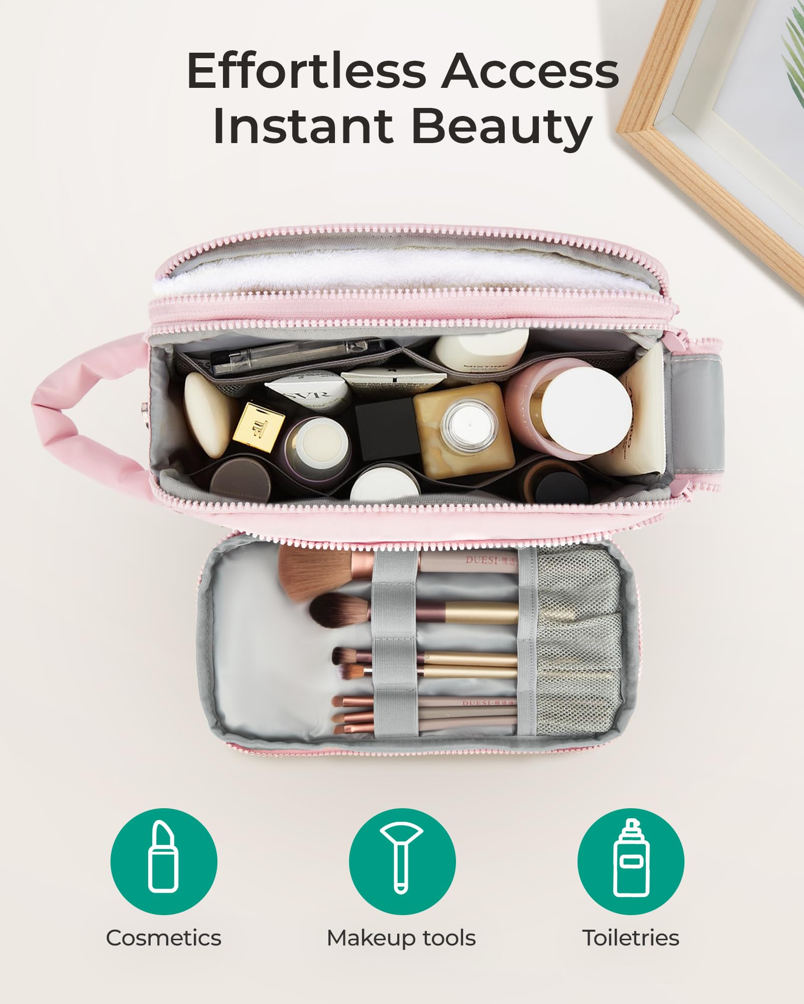BAGSMART versatile travel bag ready for makeup, toiletries, or on-the-go use.