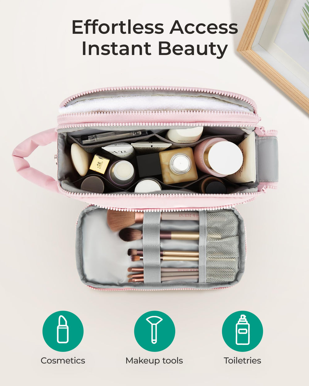 BAGSMART versatile travel bag ready for makeup, toiletries, or on-the-go use.
